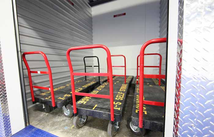 Push carts and dollies available for ease of loading and unloading.